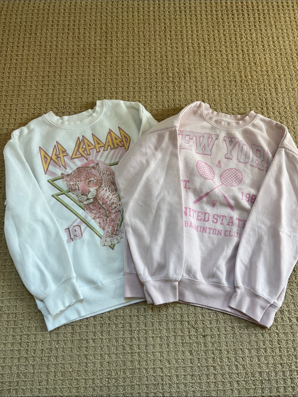 Goodie Two Sleeves Bundle of 2 Graphic Sweatshirts Def Leopard and New York
